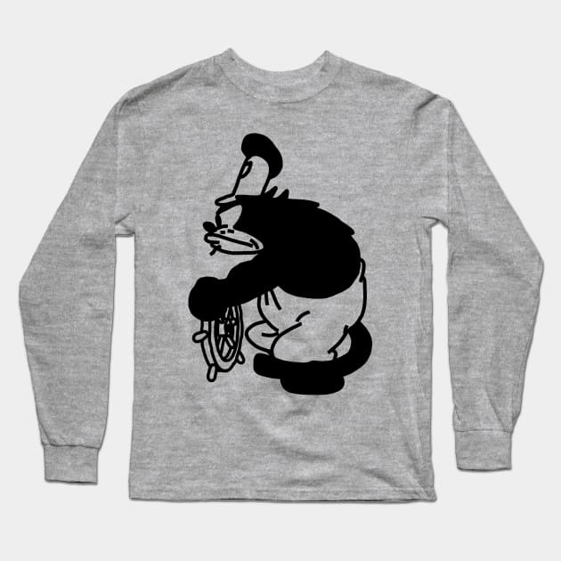 Angry Cat in Steamboat Willie 1928 Long Sleeve T-Shirt by ellenhenryart